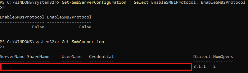 SMBv1/2 Disabled